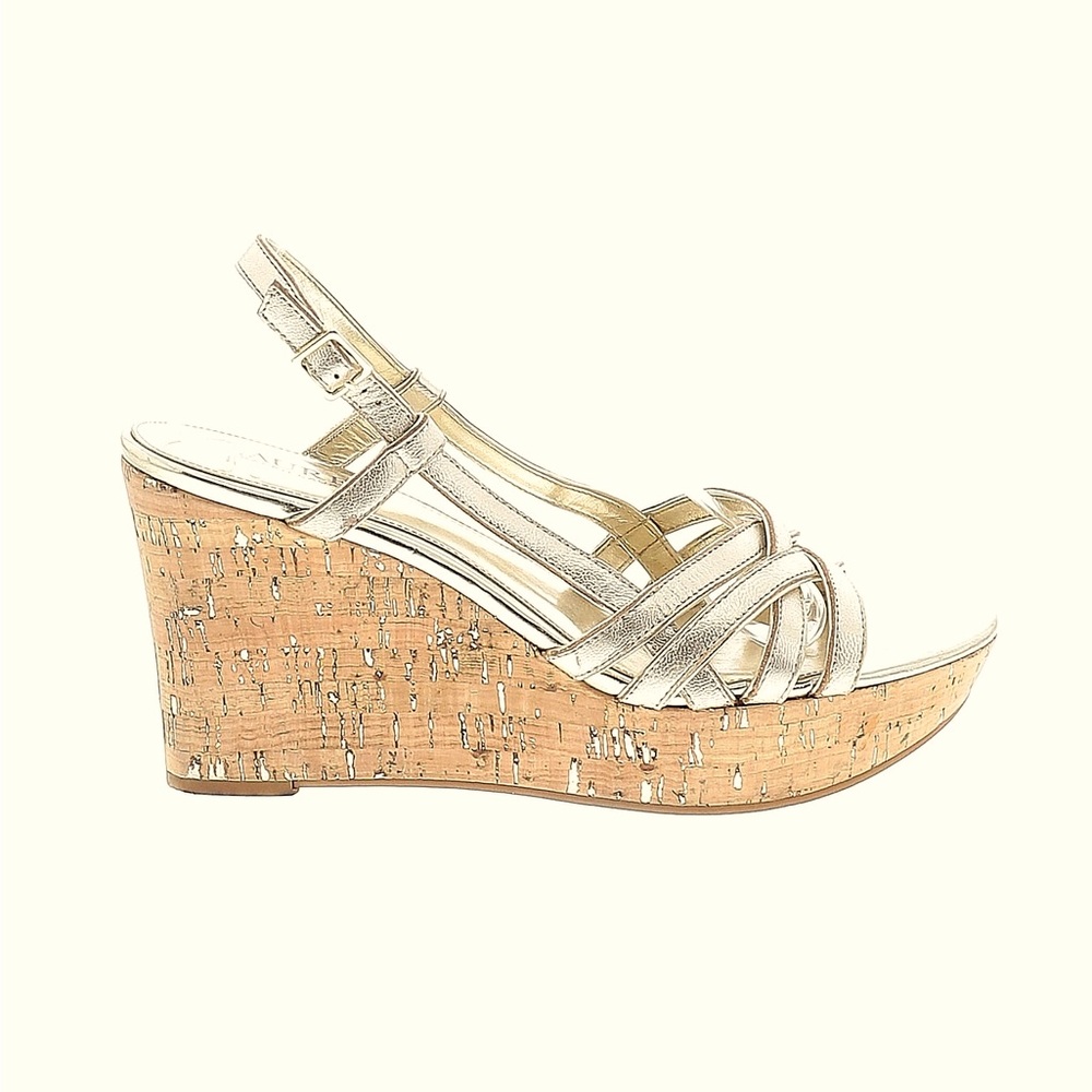 Ralph Lauren GOLD wedge sandals. Size 8.5